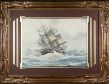 Edward J. Russell Watercolor on Paper "Portrait of the Brigateer John"