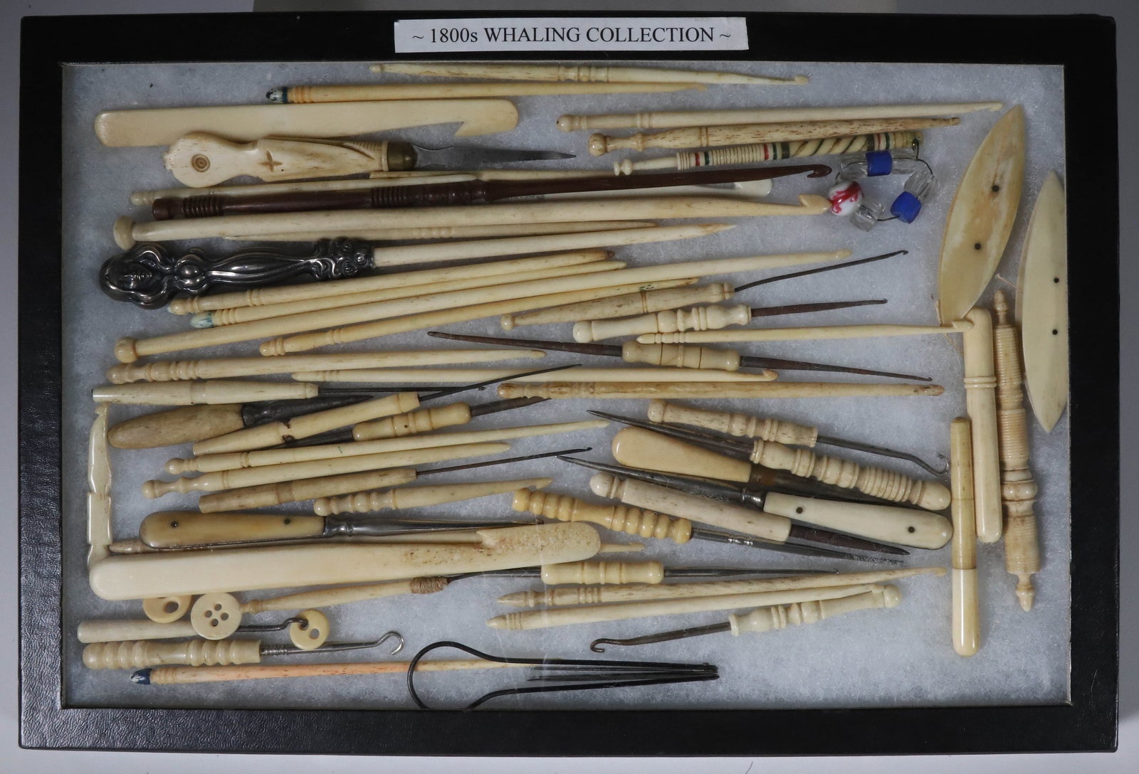 Collection of Fifty-Five Whalebone Sewing, Knitting and Textile Tools, 19th Century (1 of 2)