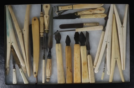 Collection of Twenty-Four Whalebone and Steel Tools, 19th Century