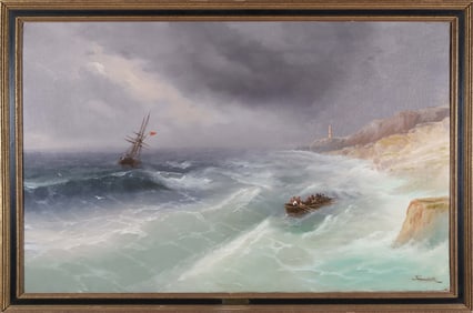 A. Frandetti Oil on Canvas "Storm in the Black Sea"