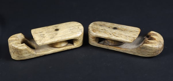 Pair of Whale Bone Snatch Blocks, early 19th Century