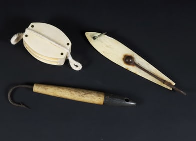 Two Whalebone and Metal Surfcasting Lures, 19th Century