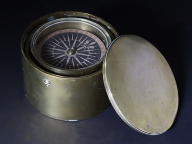 Dolland London Miniature Brass Gimbal Compass, 19th Century