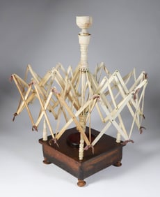 Whaleman Made Whalebone Swift on Primitive Stand, 19th Century