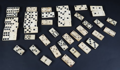 Assortment of Forty-two Bone Dominoes, 19th Century