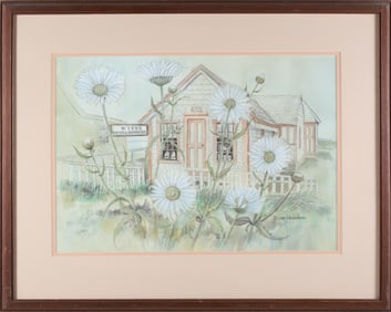 Barbara van Winkelen Watercolor on Paper "Wyer's View and Souvenirs"