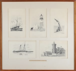C.E. Cartwright Nantucket Pencil Drawings, circa 1885