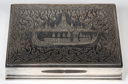Vintage Sterling Silver Siam Divided Trinket Box