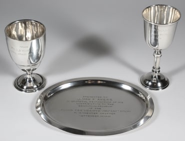 Tiffany & Co. Sterling Silver Commemorative Plate and Two Trophy Cups