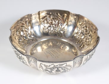 1867-1892 Gorham Sterling Silver Repousse Presentation Bowl
