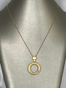 Seed Pearl Sterling Silver Vermeil "Circle" Pendant Necklace
