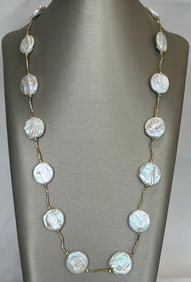 10mm White Fresh Water Coin Pearl Necklace