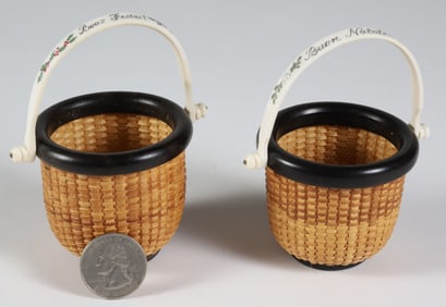 Jean M. Valerio Two Woven Miniature Nantucket Baskets