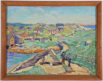 Ruth Haviland Sutton Oil on Artist Board "Nova Scotia Village"