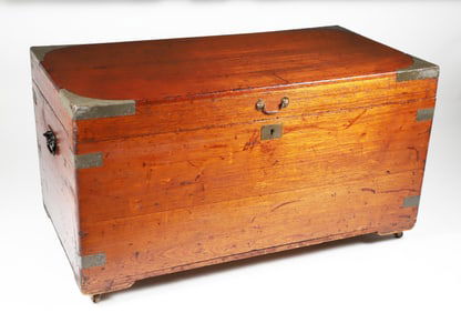 Antique Camphorwood Brass Bound Trunk with Carrying Handles