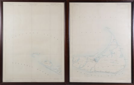 Two Part 1887 U.S. Geological Survey Map of Nantucket Island