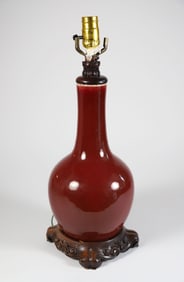 Chinese Oxblood Narrow Neck Vase Mounted as a Lamp
