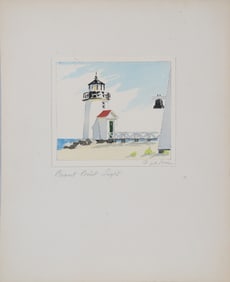 Doris and Richard Beer Watercolor "Brant Point Light"