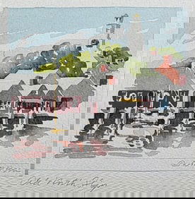 Doris and Richard Beer Nantucket Watercolor on Paper "Old North Slip", Painting