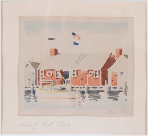Doris and Richard Beer Watercolor on Paper "Wharf Rat Club"