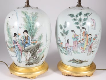 Pair Chinese Ginger Jars Mounted as Lamps