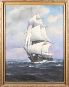 T. Bailey Oil on Canvas "Portrait of a Clipper Ship"