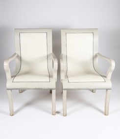 Pair of French Paint Decorated Armchairs, early 20th Century