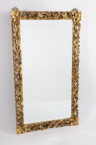 Antique Chinese Carved Giltwood Framed Mirror