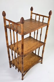 Antique English Bamboo Three-Tier Etagere Bookshelf, 19th century