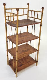 Antique 19th Century Bamboo and Pine Etagere Bookshelf