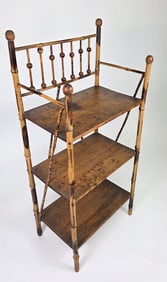 Antique English Bamboo Three-Tier Etagere Bookshelf, 19th century