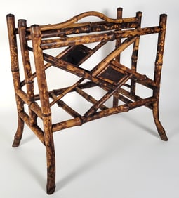Antique 19th C. Bamboo and Lacquer Magazine Newspaper Rack