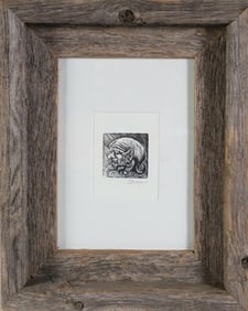 David Lazarus Black and White Etching "Portrait of a Sailor"