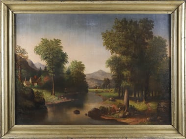 William Henry Titcomb Oil on Canvas "Conway Valley, New Hampshire", 19th Century
