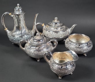 Five Piece Tiffany & Co. Sterling Silver Tea and Coffee Service, circa 1881-1891