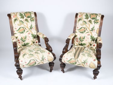 Pair of William IV Mahogany Armchairs, 19th Century
