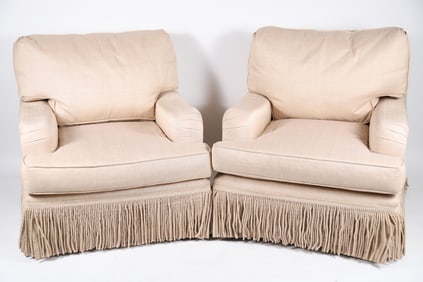 Pair of Gina B Los Angeles Silk Upholstered Club Chairs