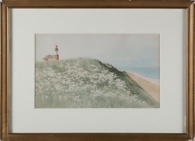 Jane Brewster Reid Watercolor 0n Paper "Sankaty Light, Nantucket Island"