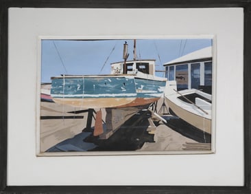 John Austin Tempera on Board "Hither Creek Boat Yard"