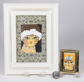 Two Maggie Meredith Miniature Cat Portraits