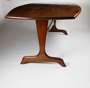 Stephen Swift Honduras Mahogany Curved Edge Trestle Dining Table
