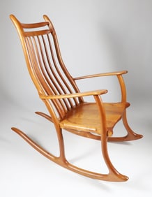 Signed Stephen Swift Cherrywood Rocking Chair, circa 1996