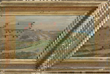 Oil on Artist Board "Nantucket Homestead Portrait", 19th Century