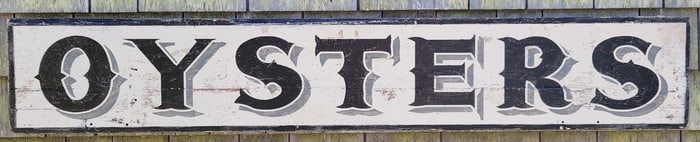 Antique Style Painted Wood Oysters Advertising Trade Sign