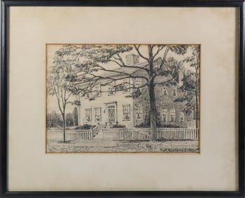 Ruth Haviland Sutton Charcoal and Graphite "View of 81 Main Street, Nantucket"