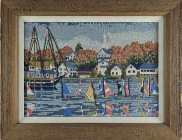Vintage Erica Wilson Nantucket Harbor Needlepoint Embroidery, 20th Century