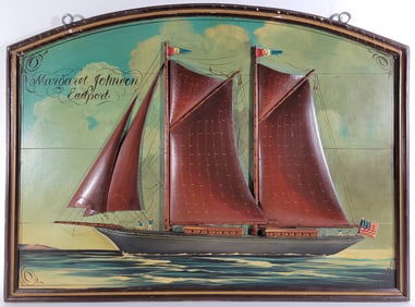 Vintage Windjammer Margaret Johnson Eastport Maine Nautical Advertising Sign
