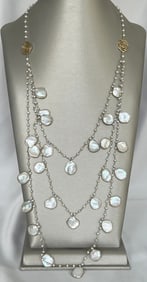 Baroque Coin and Seed Pearl Sterling Silver Vermeil Bib Necklace