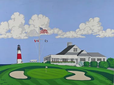 Vintage Eric Holch Limited Edition, "Sankaty Head Golf Club", Nantucket Silk Screen