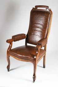 Victorian Mahogany Leather Upholstered Reclining Armchair